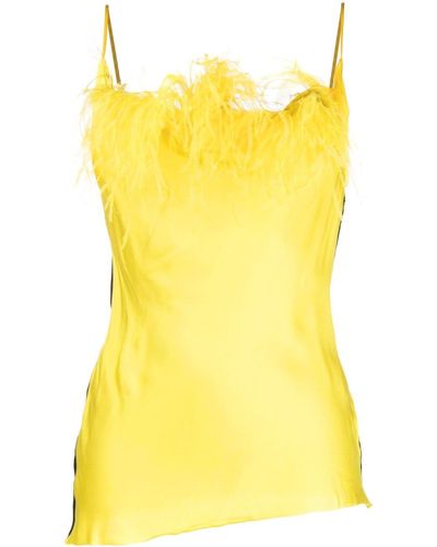 Marques'Almeida Feather-trimmed Two-tone Top - Yellow