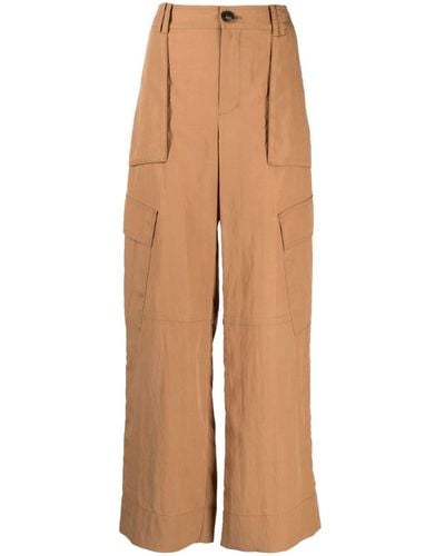 Vince Fluid Wide-leg Cargo Trousers - Natural