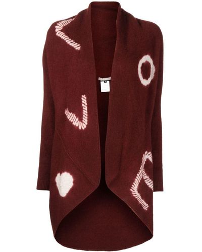 Suzusan Intarsia-knit Cashmere Cardigan - Red
