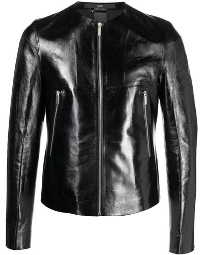 SAPIO Zip-up Leather Jacket - Black