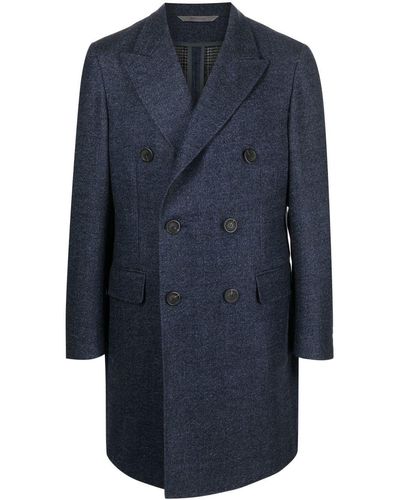 Canali Double-breasted Wool Coat - Blue