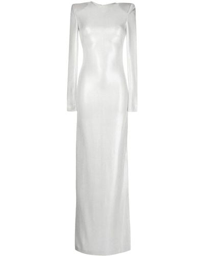 Galvan London Frieze Iridescent-effect Long Dress - White
