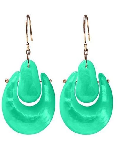 Ten Thousand Things 18kt Yellow Gold Large O'keeffe Chrysoprase Earrings - Green