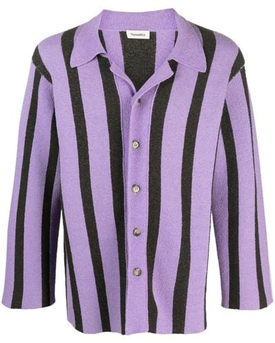Nanushka Almar Striped Terry-cloth Shirt - Purple