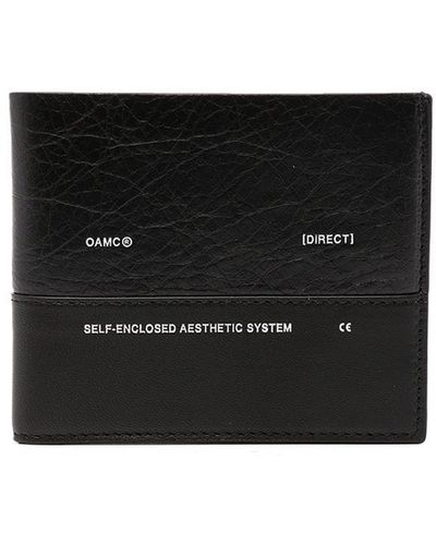 OAMC Porte-cartes en cuir à logo imprimé - Noir