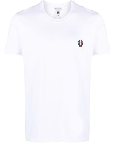 Dolce & Gabbana T-Shirt mit Logo-Stickerei - Weiß