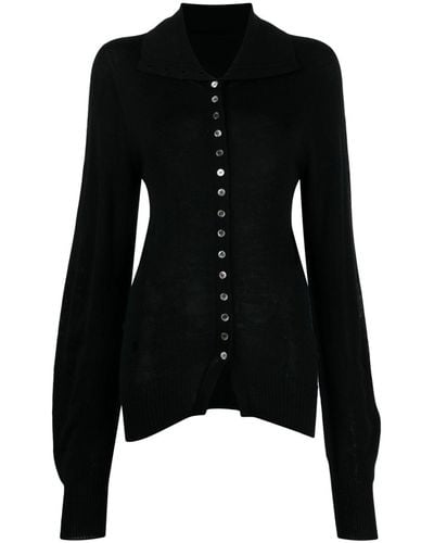 Low Classic Button-up Wool Cardigan - Black