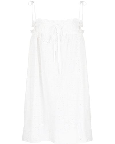 Ganni Broderie-anglaise Cotton Minidress - White
