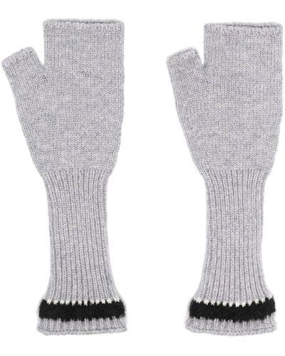 Barrie Fingerless Knit Gloves - White