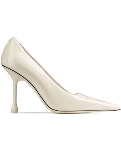 Jimmy Choo Ixia 95mm Patent Leather Court Shoes - White