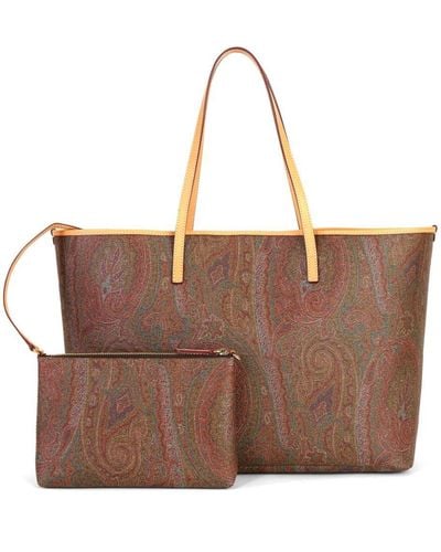 Etro Large Paisley Jacquard Shopper Tote Bag - Brown