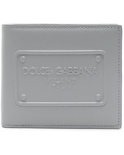 Dolce & Gabbana Portefeuille en cuir à logo embossé - Gris