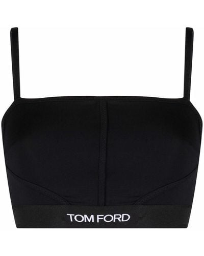 Tom Ford Logo Underband Cotton Bralette - Black
