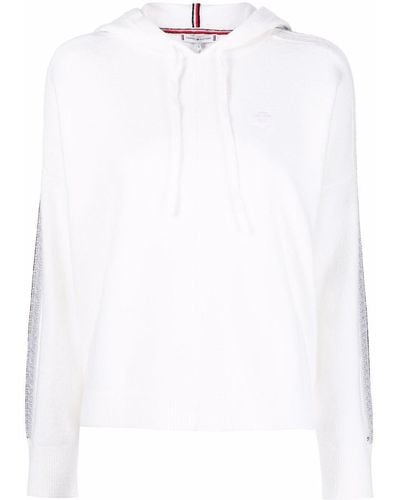 Tommy Hilfiger Side-stripe Knitted Hoodie - White
