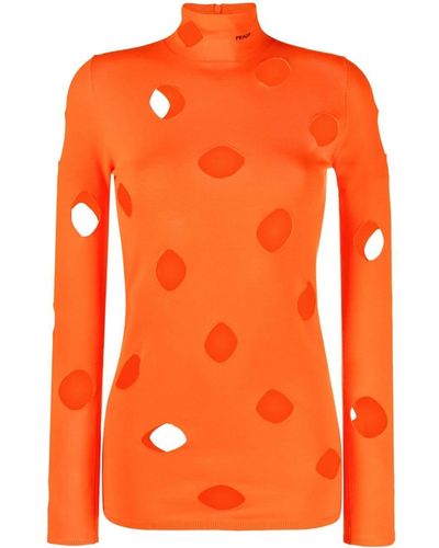 Prada Cutout Knitted Top - Orange