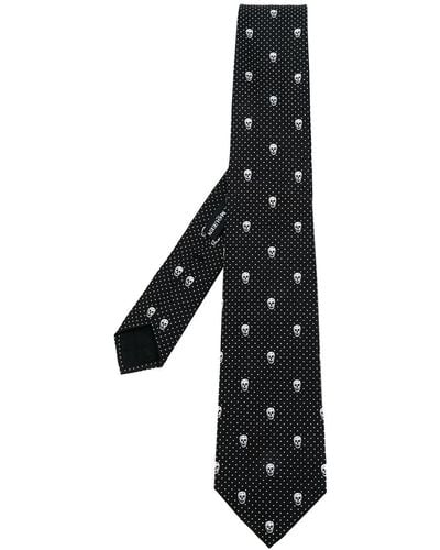 Alexander McQueen アレキサンダー・マックイーン スカル刺繍ネクタイ - ブラック