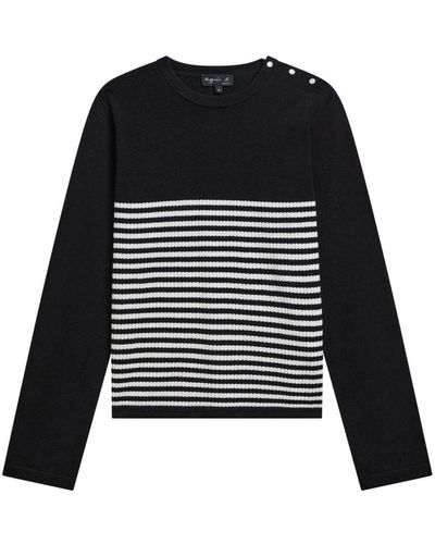 agnès b. Marvin Striped Sweater - Black