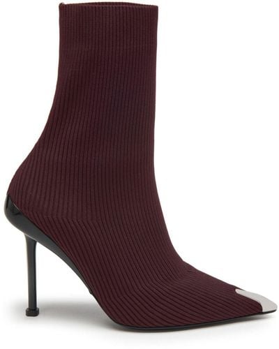 Alexander McQueen Slash Knit 90mm Ankle Boots - Purple