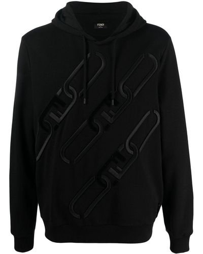 Fendi Hoodie mit Monogramm-Prägung - Schwarz