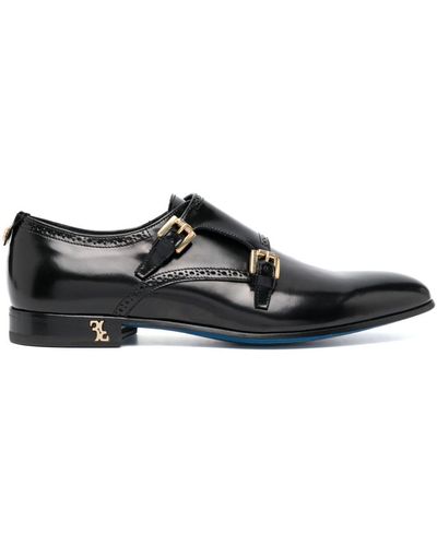 Billionaire Zapatos monk con placa del logo - Negro