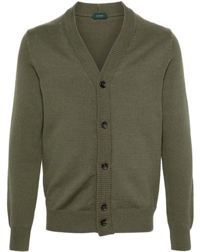Zanone Button-up Cotton Cardigan - Green