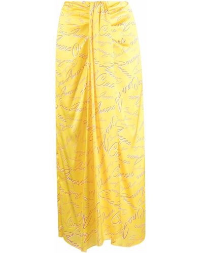 Giada Benincasa Falda midi con estampado del logo - Amarillo