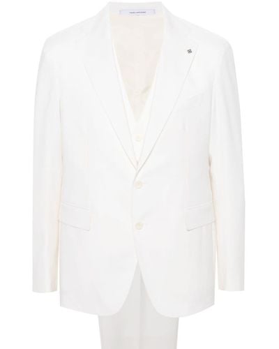 Tagliatore Single-breasted Virgin-wool Suit - White