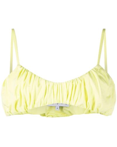 Concepto Ruched Bralette Cropped Top - Yellow