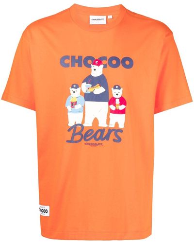 Chocoolate Graphic-print Cotton T-shirt - Orange