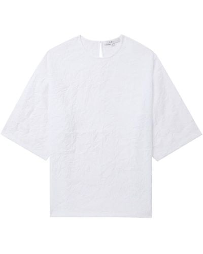 Tibi Rundhals-T-Shirt mit Knitteroptik - Weiß