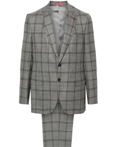 Isaia Plaid-check Single-breasted Suit - Gray