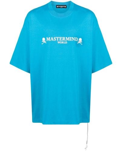 MASTERMIND WORLD Logo-embroidered Cotton T-shirt - Blue