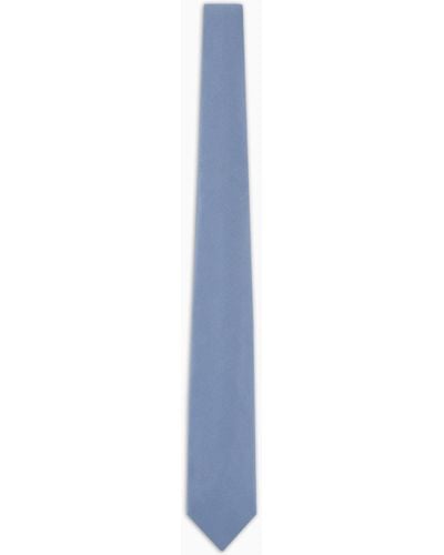 Giorgio Armani Cravate en soie à design nervuré - Bleu
