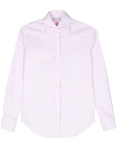 Mazzarelli Popeline-Hemd mit spitzem Kragen - Pink