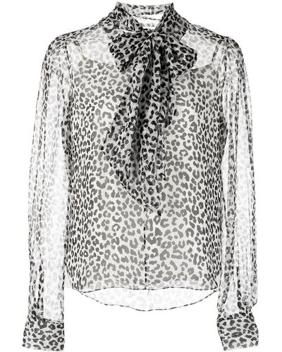 Adam Lippes Schluppenbluse mit Leoparden-Print - Schwarz