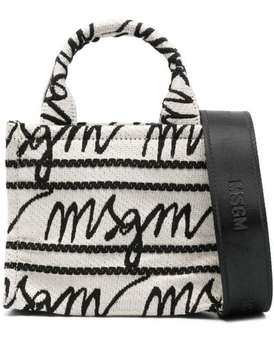 MSGM Bolso shopper con logo en jacquard - Negro