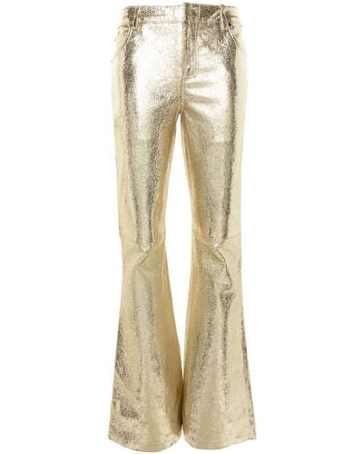retroféte Lynx Leather Mid-rise Bootcut Trousers - Natural