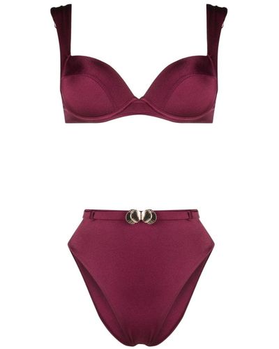 Noire Swimwear Shell-detail Bikini Set - Purple