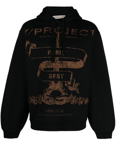 Y. Project Graphic-print Cotton Hoodie - Black