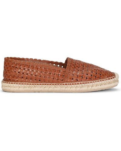 Dolce & Gabbana Woven Leather Espadrilles - Brown