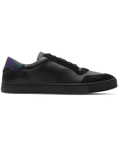 Burberry Leather Check Trainers - Black