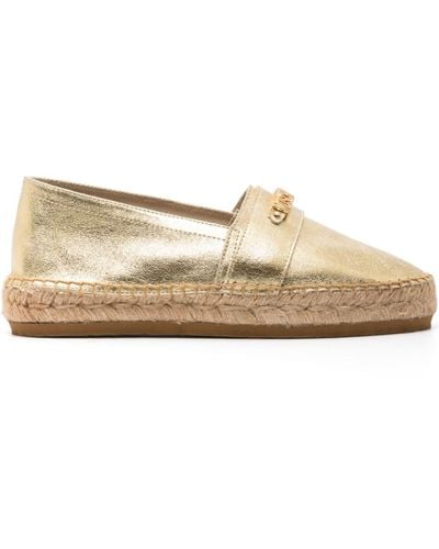 Moschino Logo-lettering Metallic Leather Espadrilles - Natural