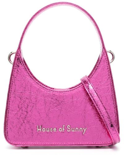 House Of Sunny Clutch im Metallic-Look - Pink