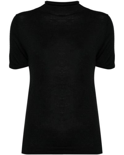 N.Peal Cashmere Rosie T-Shirt aus Kaschmir - Schwarz