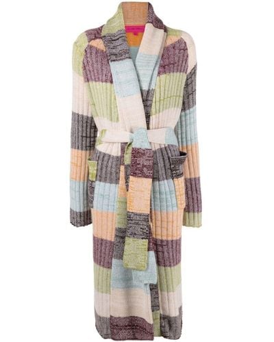 The Elder Statesman Cardigan Oasis rayé en cachemire - Gris