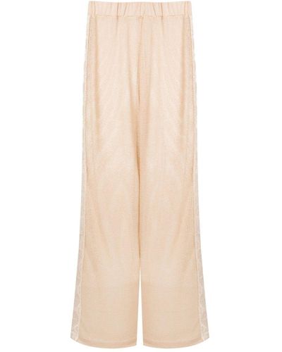 Olympiah Lace-trim Wide-leg Trousers - Natural