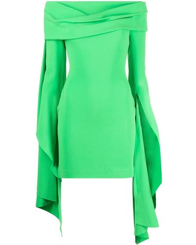Solace London Off-shoulder Long-sleeve Dress - Green