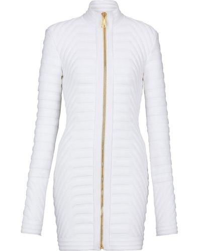 Balmain Padded Zip-up Dress - White