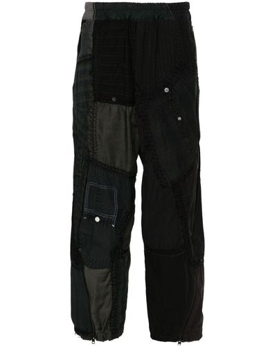 By Walid Harley Patchwork Tapered Trousers - Black