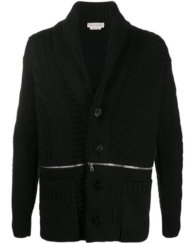 Alexander McQueen Zip-detail Button-up Cardigan - Black